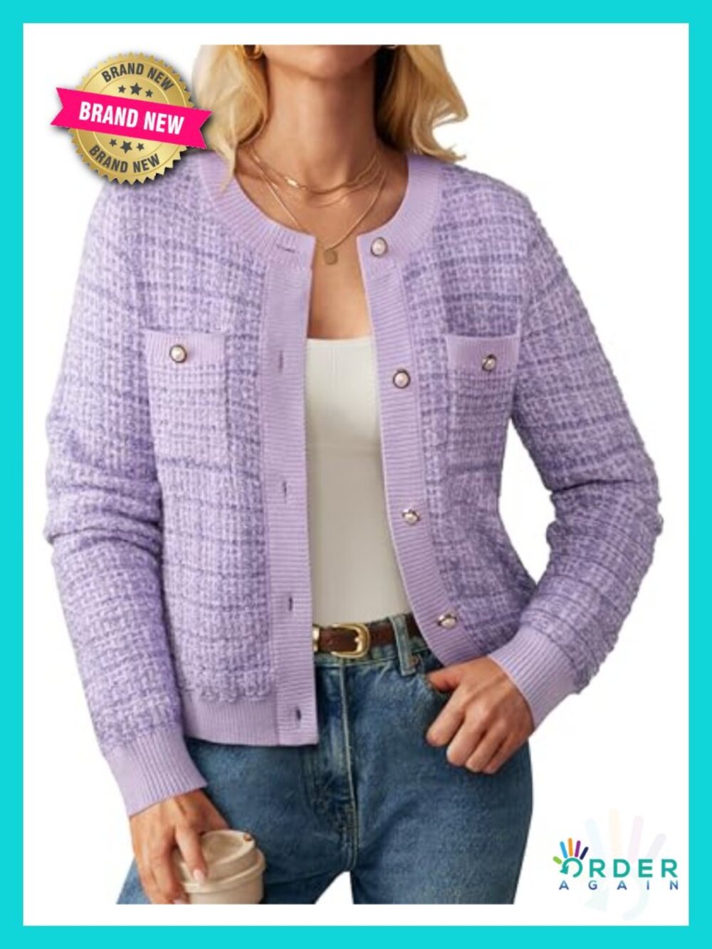 Women's Button Knit Cardigan Sweater with Pockets Long Sleeve